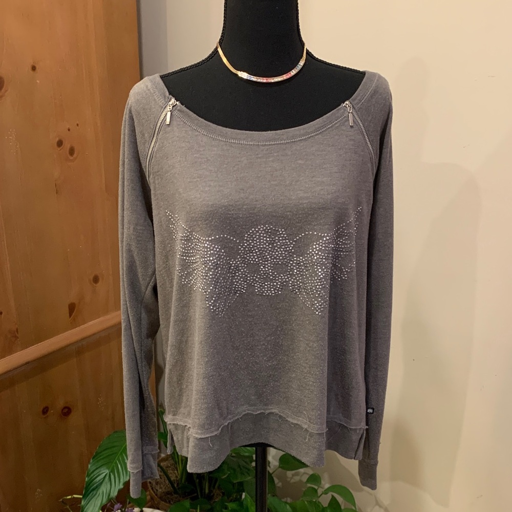 VINTAGE Rock & Republic • Gray Pullover Sweater with Zipper Neck •